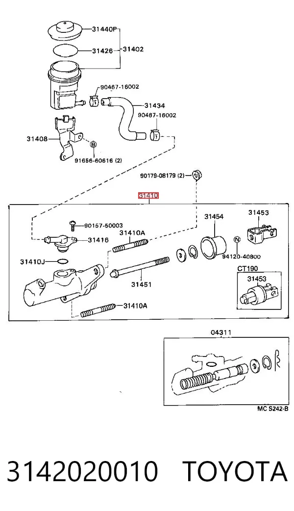 Главный цилиндр сцепления 3142020010 Toyota