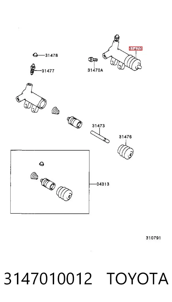 Рабочий цилиндр сцепления 3147010012 Toyota
