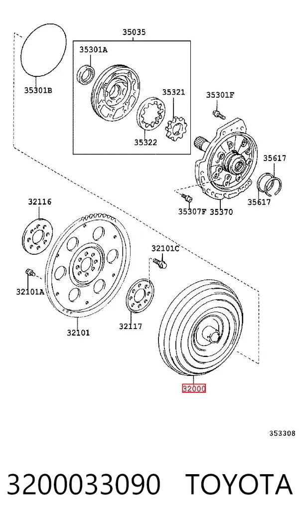 Гидротрансформатор 3200033090 Toyota