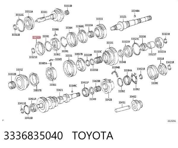 Кольцо синхронизатора 3336835040 Toyota