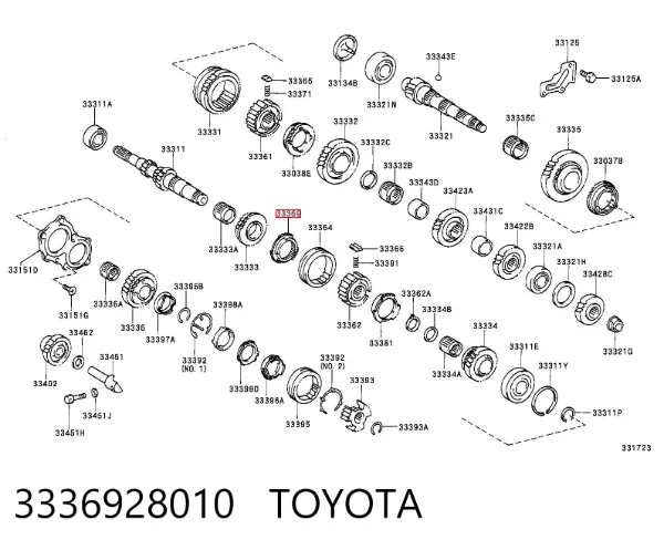 Кольцо синхронизатора 3336928010 Toyota