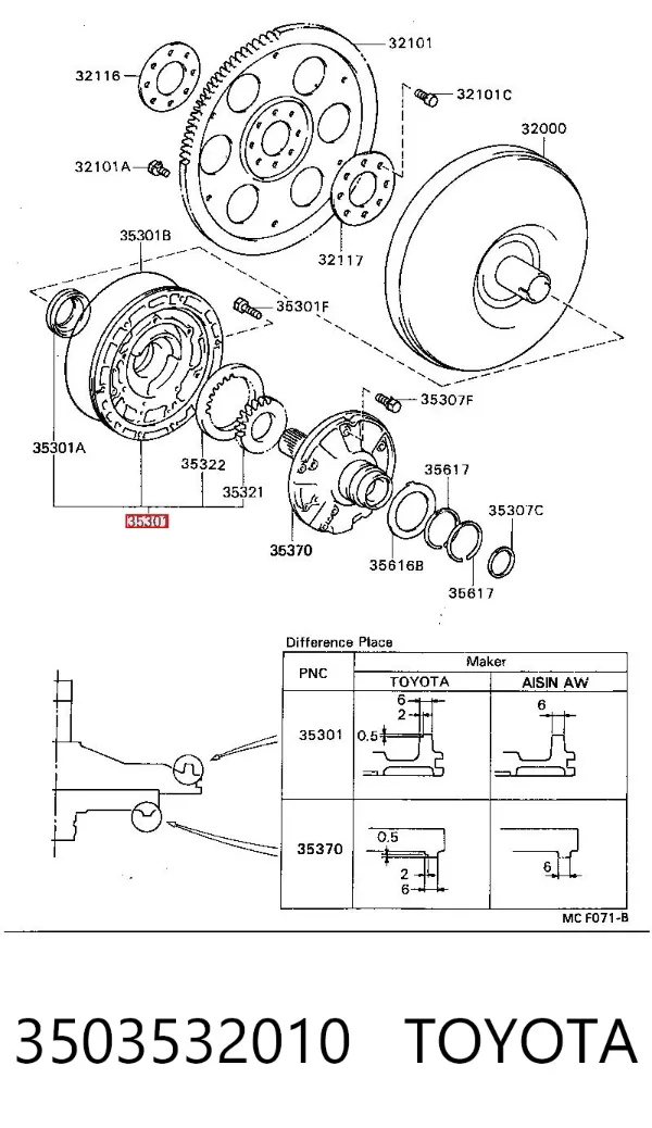 Насос масляный АКПП 3503532010 Toyota