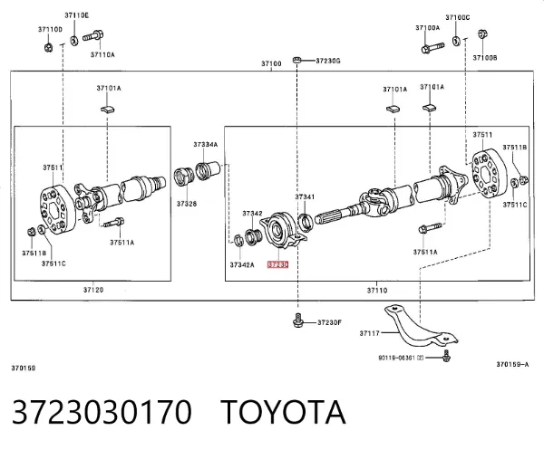 Подвесной подшипник карданного вала 3723030170 Toyota