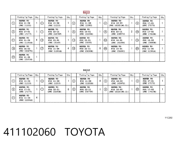 Комплект прокладок 411102060 Toyota