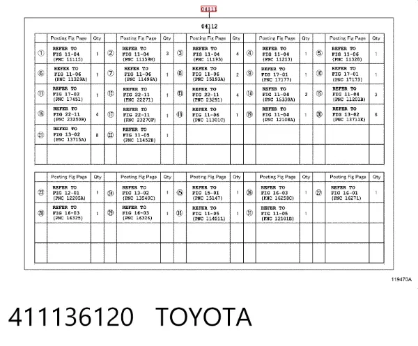 Комплект прокладок 411136120 Toyota