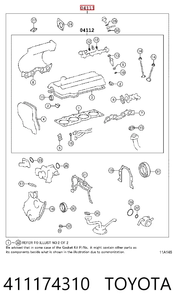 Комплект прокладок 411174310 Toyota