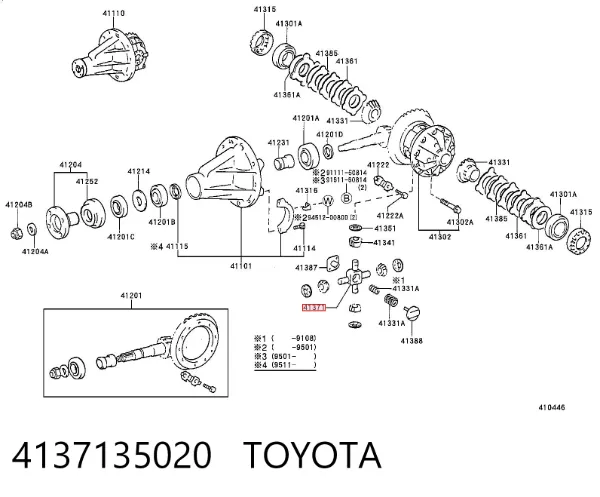Ось сателитов редуктора заднего 4137135020 Toyota