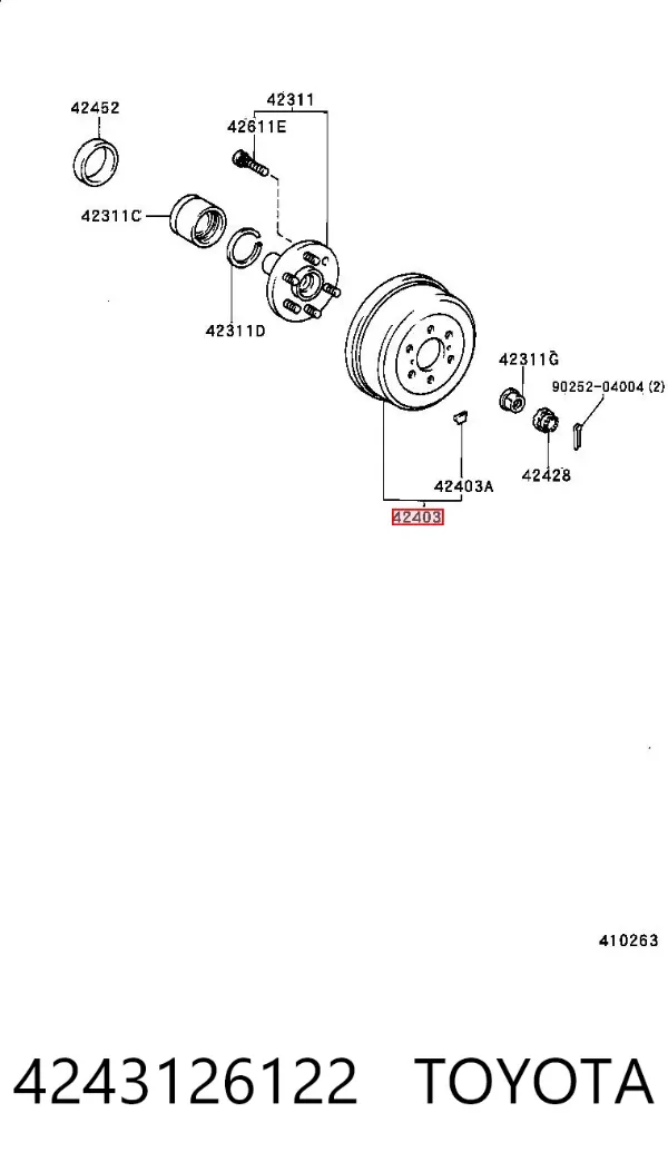 Тормозной барабан 4243126122 Toyota
