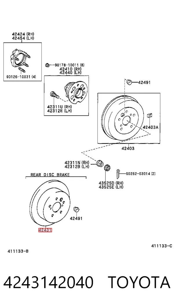 Тормозные диски 4243142040 Toyota