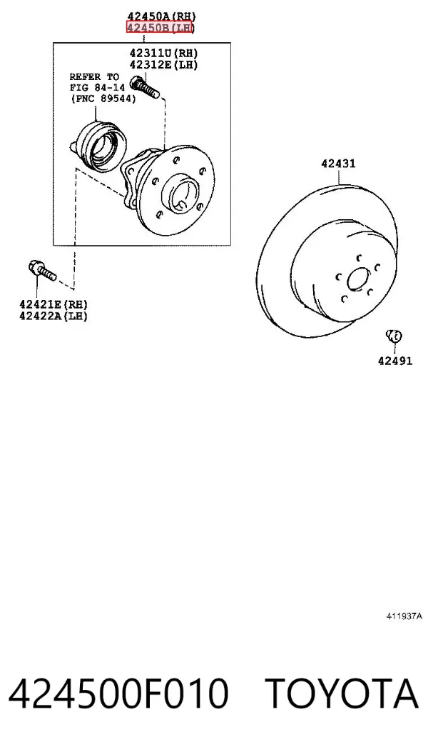 Задняя ступица 424500F010 Toyota