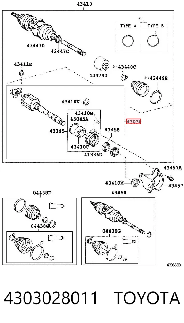 ШРУС внутренний правый 4303028011 Toyota