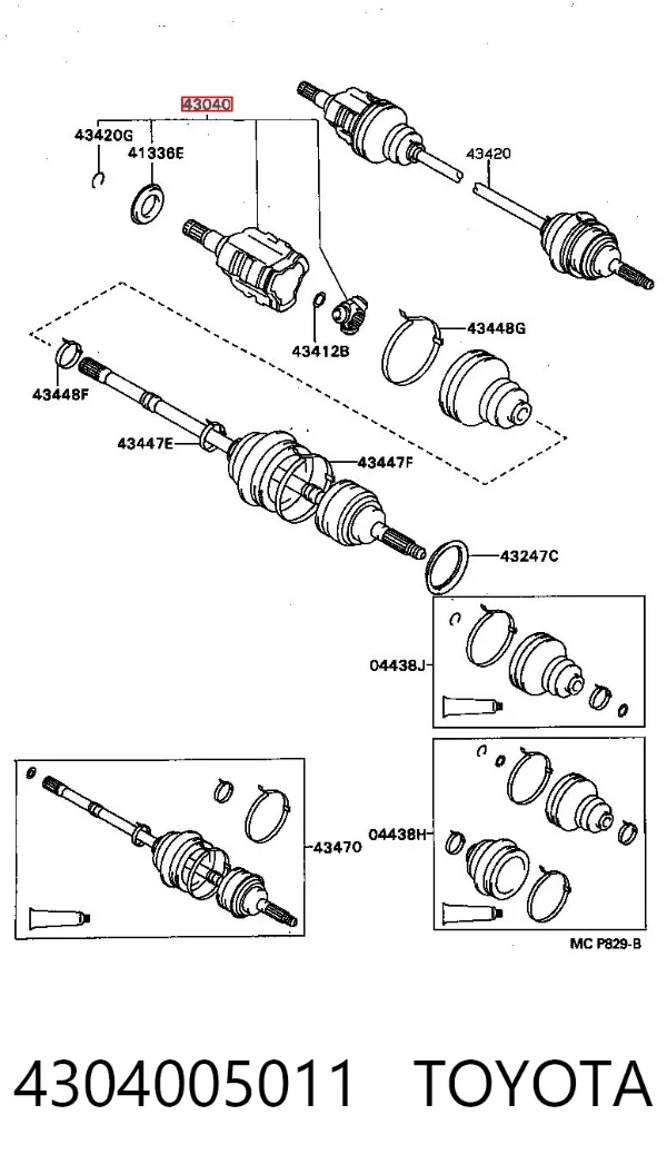 Шрус внутренний левый 4304005011 Toyota