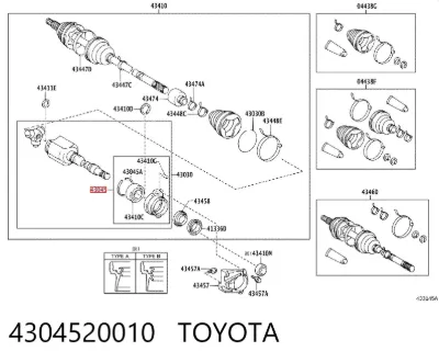 Подшипник полуоси переднего моста TOYOTA 4304520010