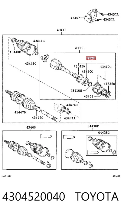 Подшипник полуоси переднего моста TOYOTA 4304520040