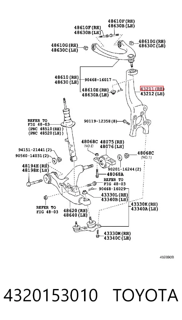 Цапфа передняя правая 4320153010 Toyota
