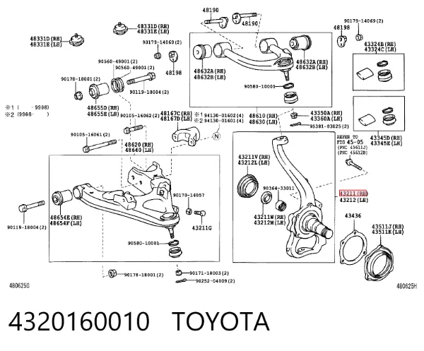 Цапфа передняя правая 4320160010 Toyota