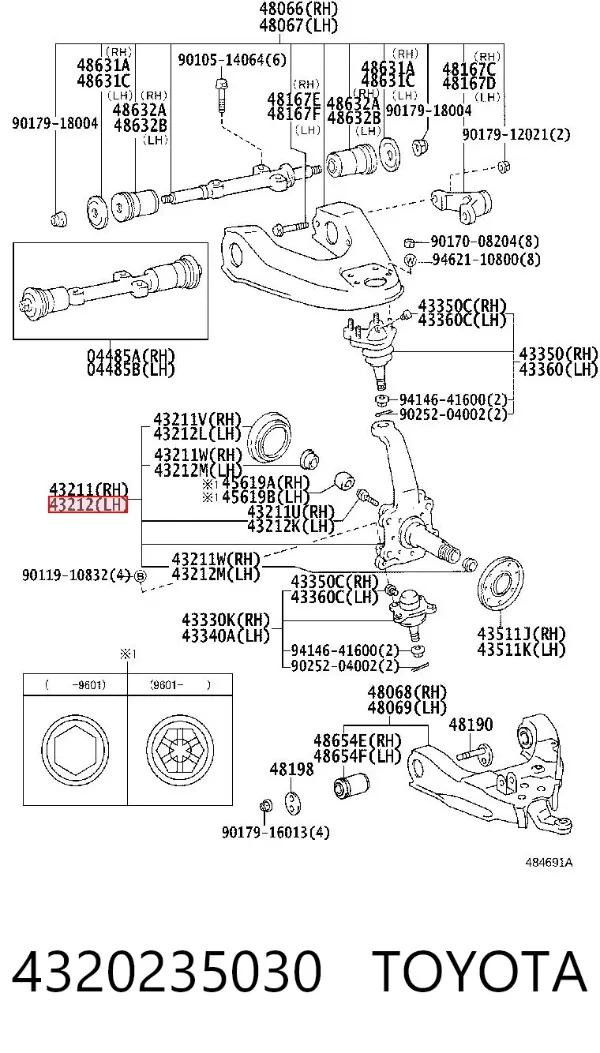 Цапфа передняя левая 4320235030 Toyota