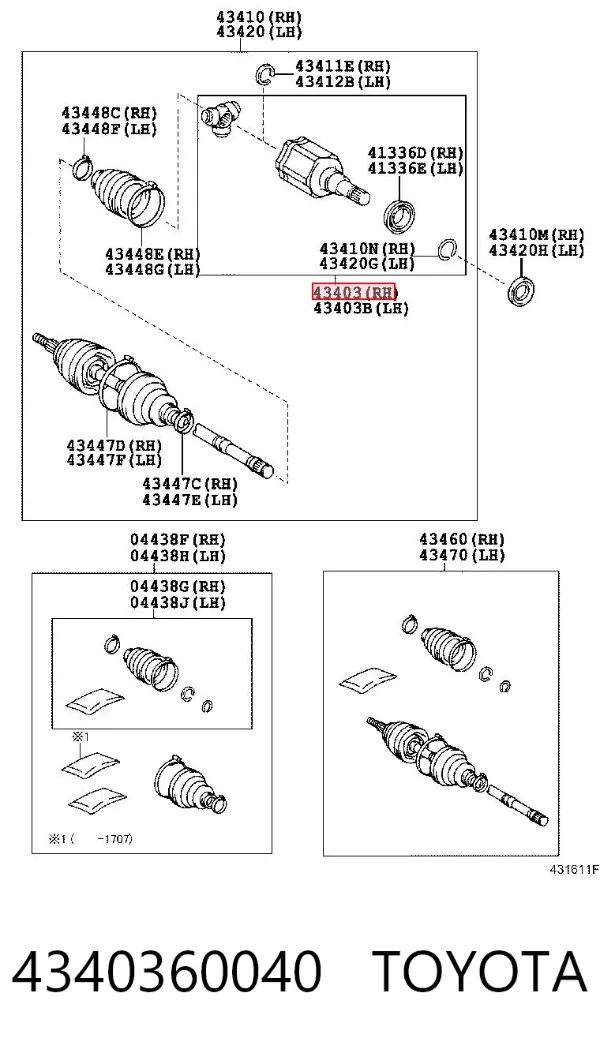 ШРУС внутренний 4340360040 Toyota