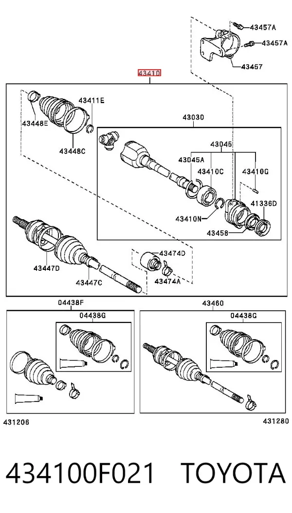 Правая полуось 434100F021 Toyota