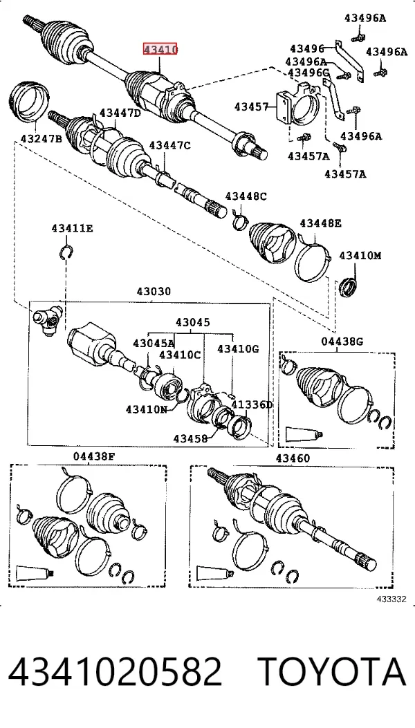 Правая полуось 4341020582 Toyota