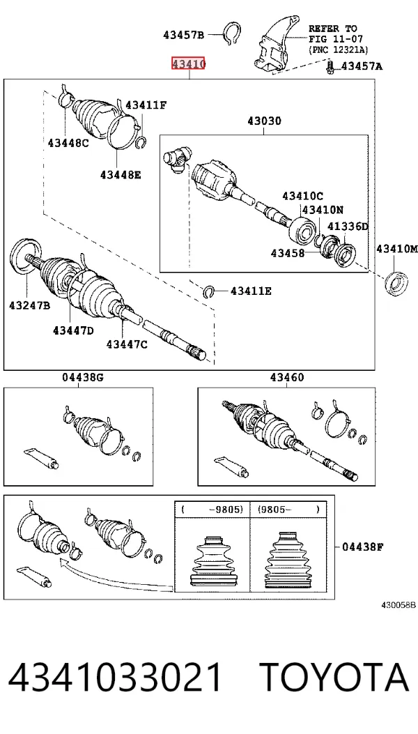 Правая полуось 4341033021 Toyota
