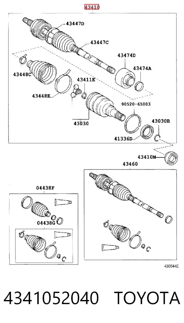 Правая полуось 4341052040 Toyota