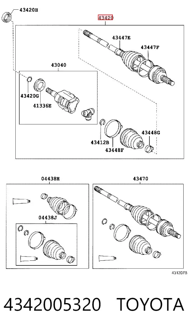 Левая полуось 4342005320 Toyota