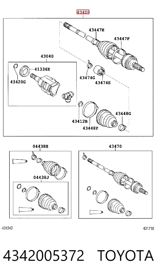 Левая полуось 4342005372 Toyota