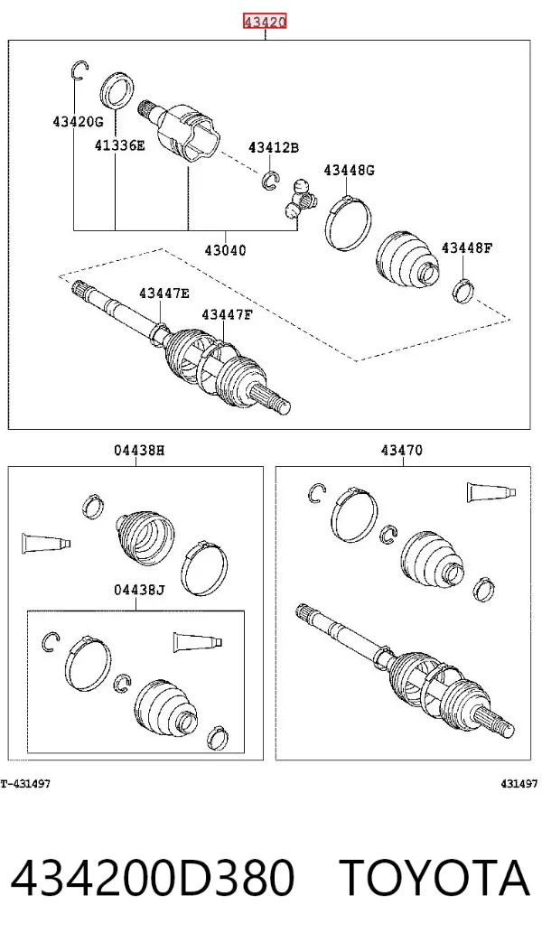 Левая полуось 434200D380 Toyota