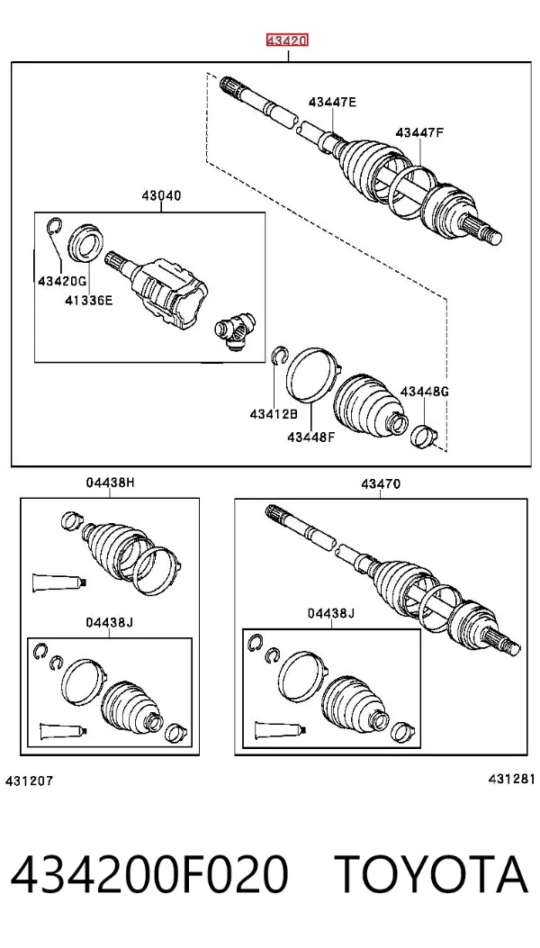 Левая полуось 434200F020 Toyota