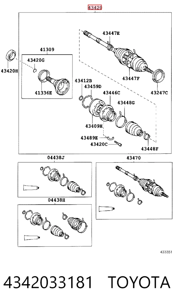 Левая полуось 4342033181 Toyota