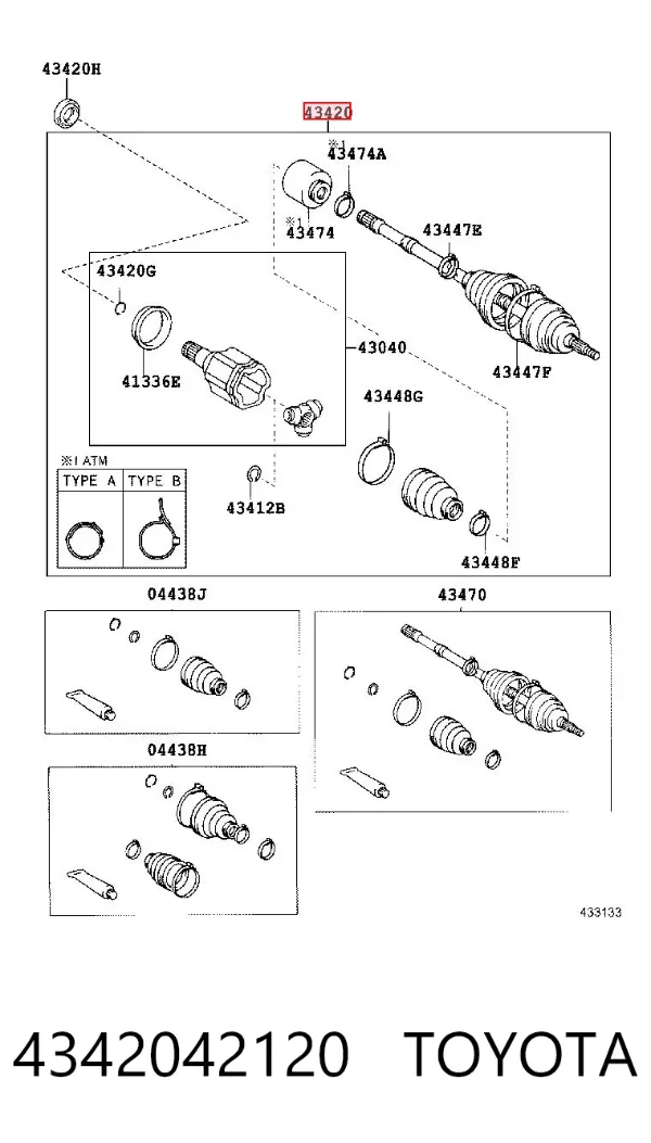 Левая полуось 4342042120 Toyota