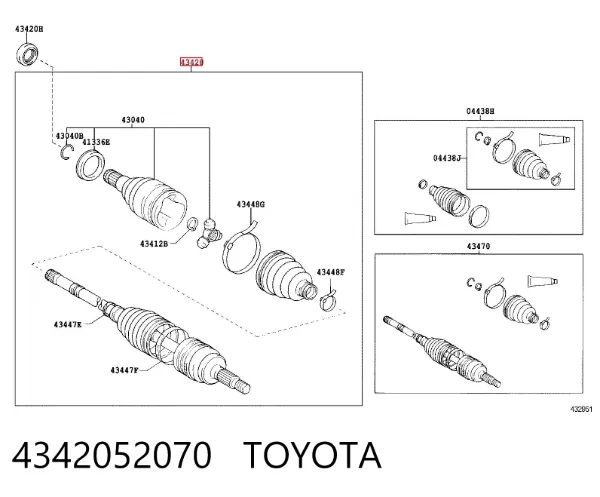 Левая полуось 4342052070 Toyota