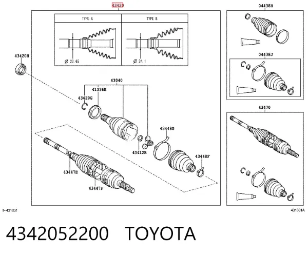 Левая полуось 4342052200 Toyota