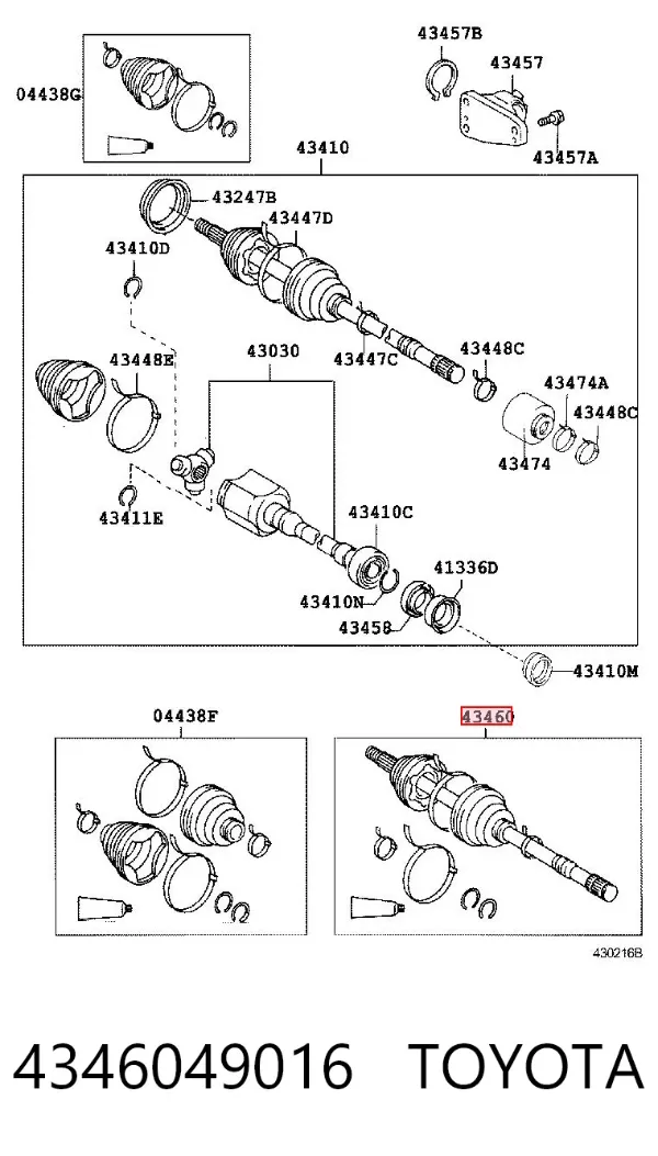 ШРУС наружный передний правый 4346049016 Toyota