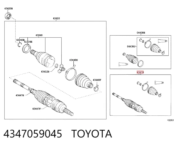 Левая полуось 4347059045 Toyota