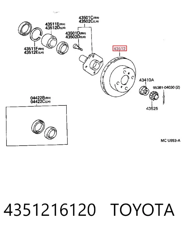 Передние тормозные диски 4351216120 Toyota