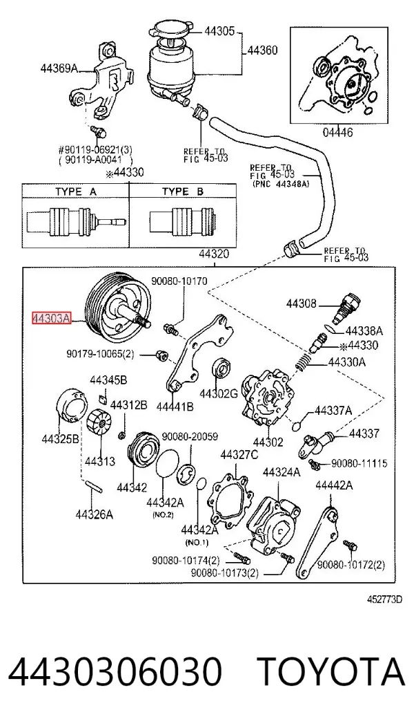 Шкив насоса ГУР 4430306030 Toyota