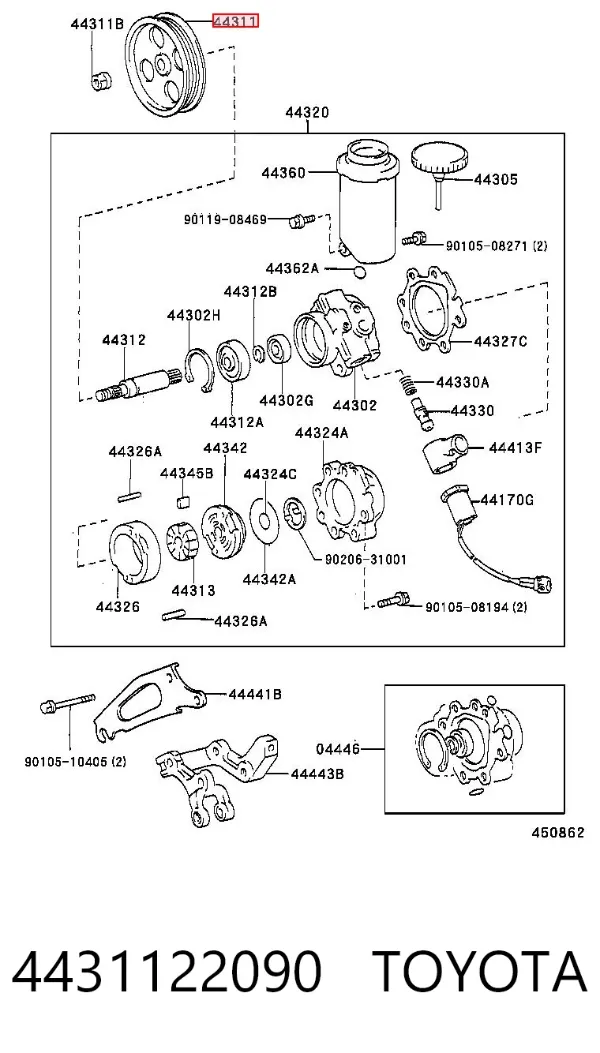 Шкив насоса ГУР 4431122090 Toyota
