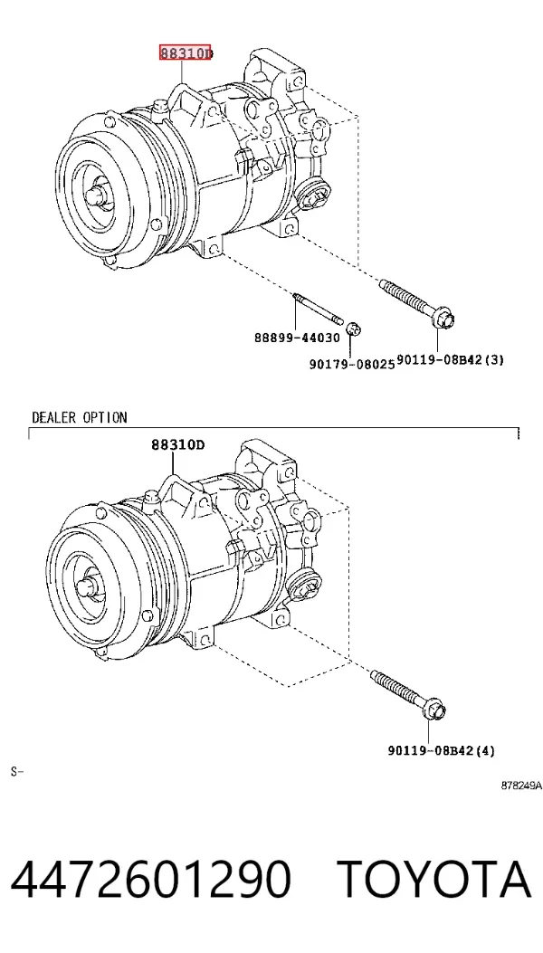 Компрессор кондиционера 4472601290 Toyota