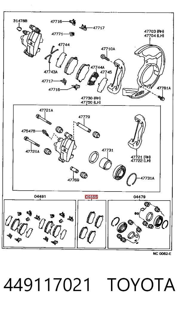 Передние тормозные колодки 449117021 Toyota