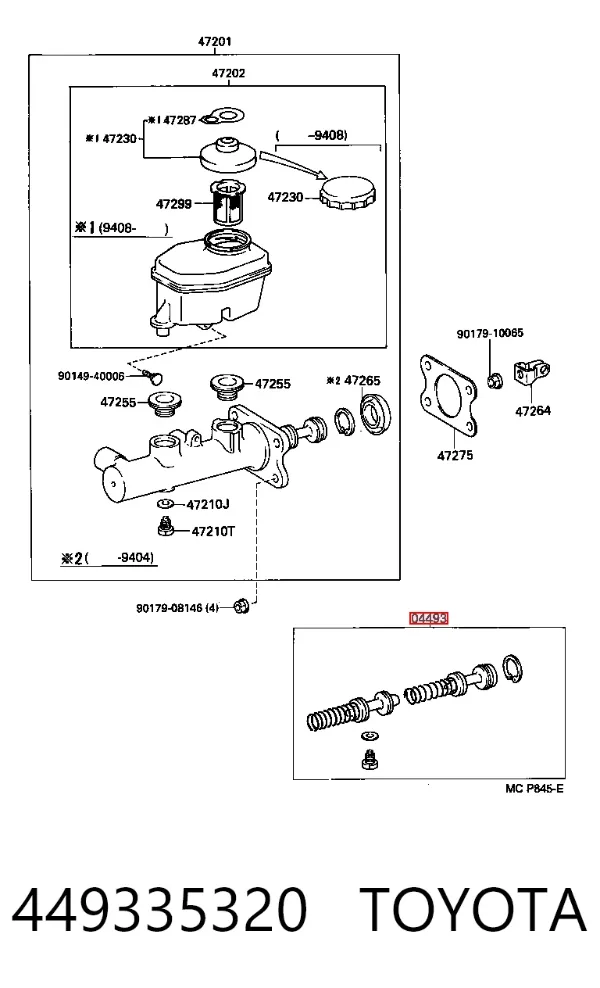 Ремкомплект тормозного цилиндра 449335320 Toyota