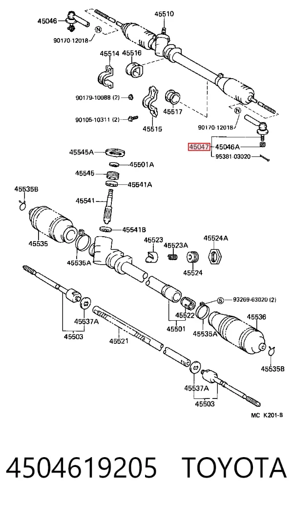 Рулевой наконечник 4504619205 Toyota