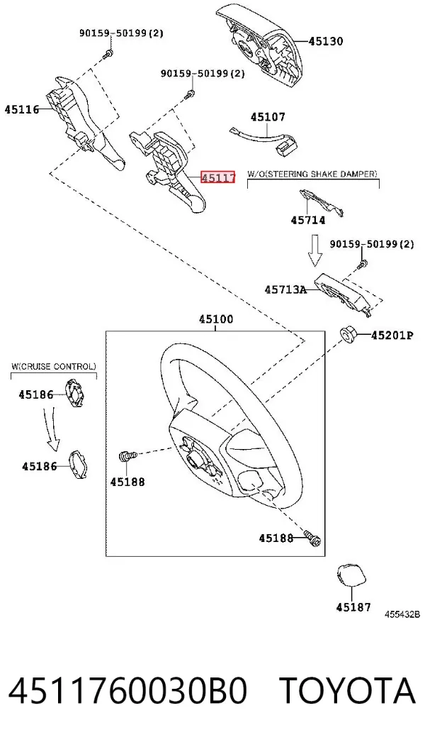 Накладка рулевого колеса 4511760030B0 Toyota