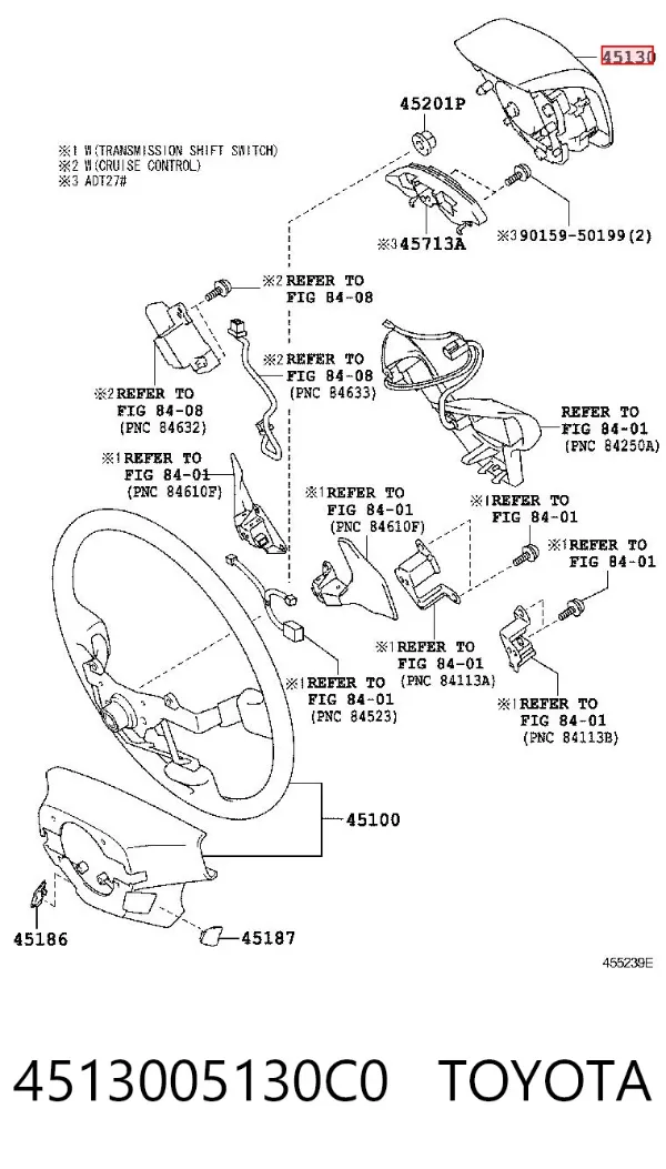 Подушка безопасности водителя 4513005130C0 Toyota