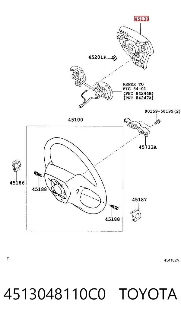 Подушка безопасности водителя 4513048110C0 Toyota