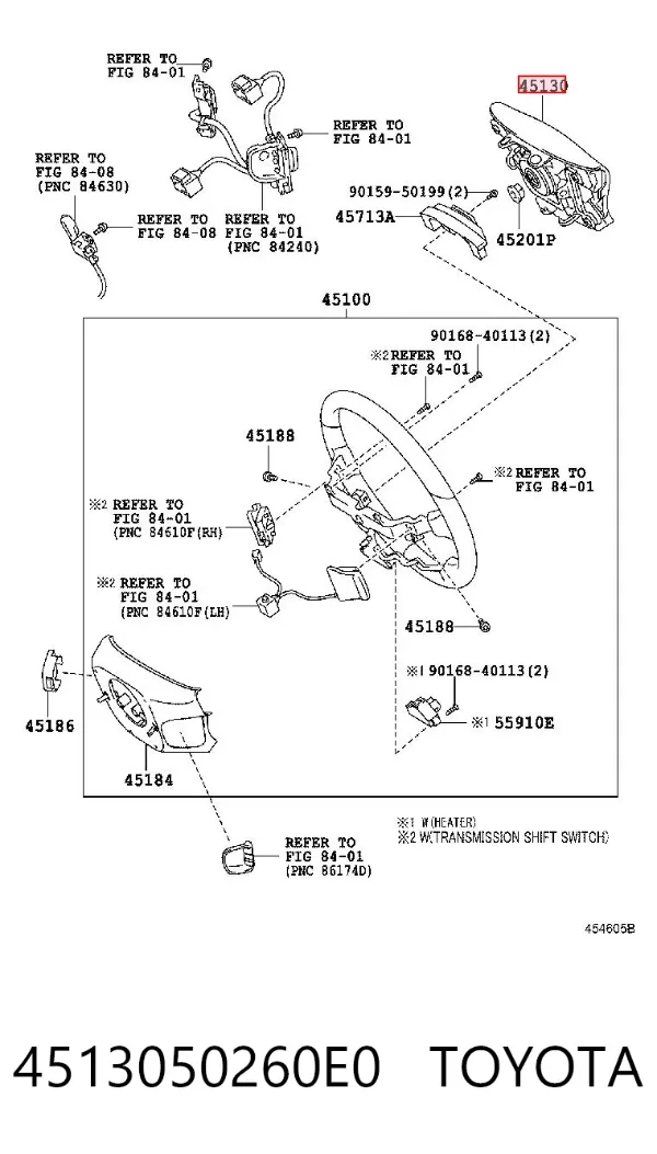 Подушка безопасности водителя 4513050260E0 Toyota