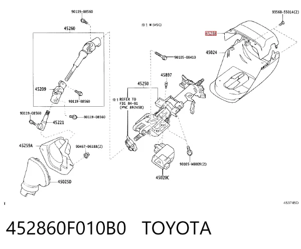 Накладка рулевой колонки 452860F010B0 Toyota