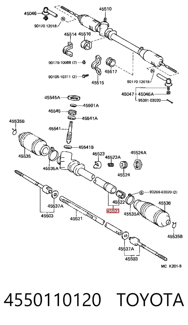 Рулевая рейка 4550110120 Toyota
