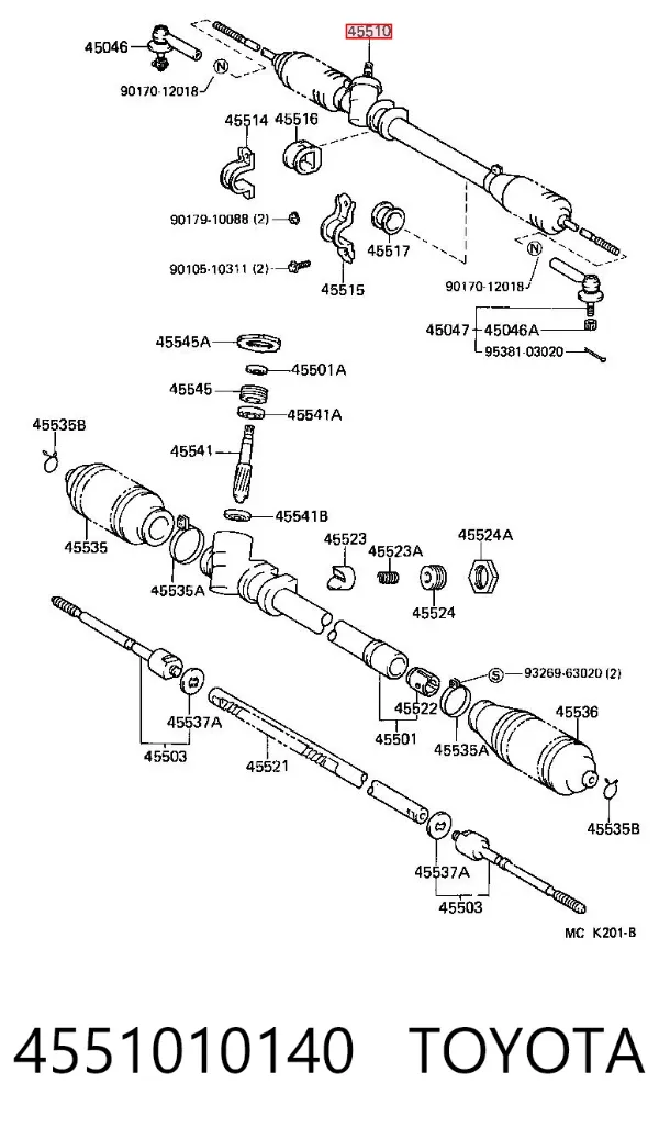 Рулевая рейка 4551010140 Toyota